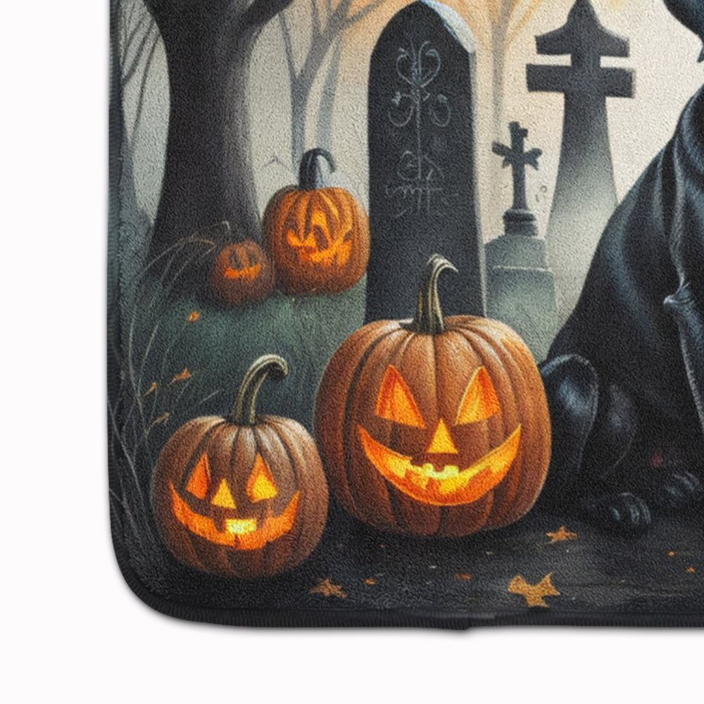 Black Labrador Retriever Spooky Halloween Memory Foam Kitchen Mat