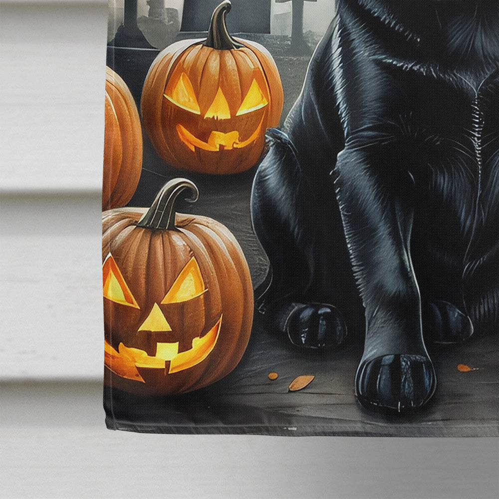 Black Labrador Retriever Spooky Halloween House Flag