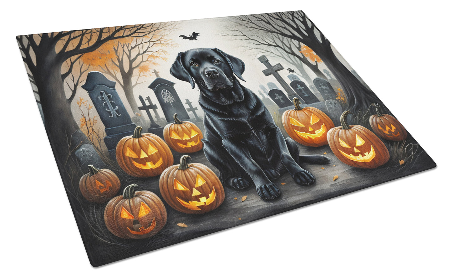 Buy this Black Labrador Retriever Spooky Halloween Glass Cutting Board