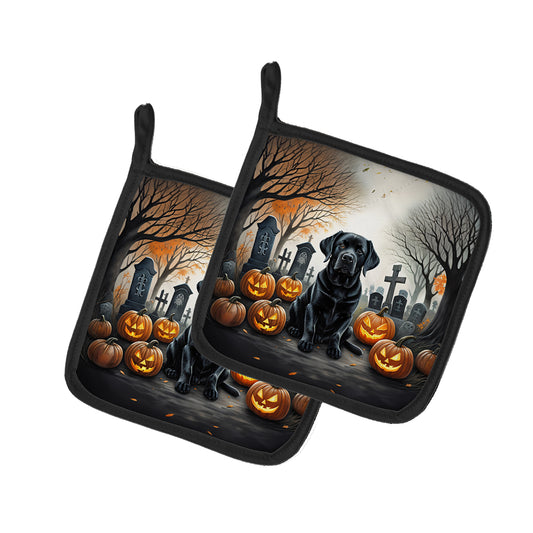 Buy this Black Labrador Retriever Spooky Halloween Pair of Pot Holders