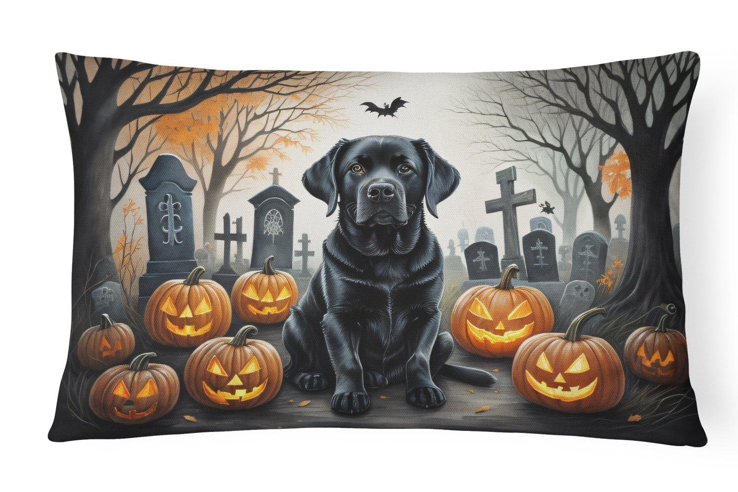 Buy this Black Labrador Retriever Spooky Halloween Throw Pillow