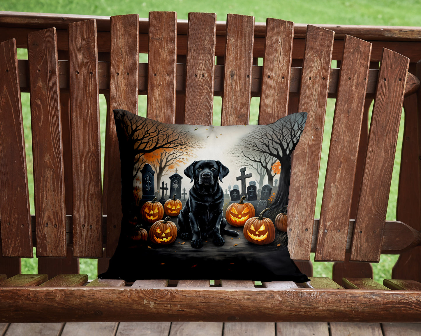 Black Labrador Retriever Spooky Halloween Throw Pillow