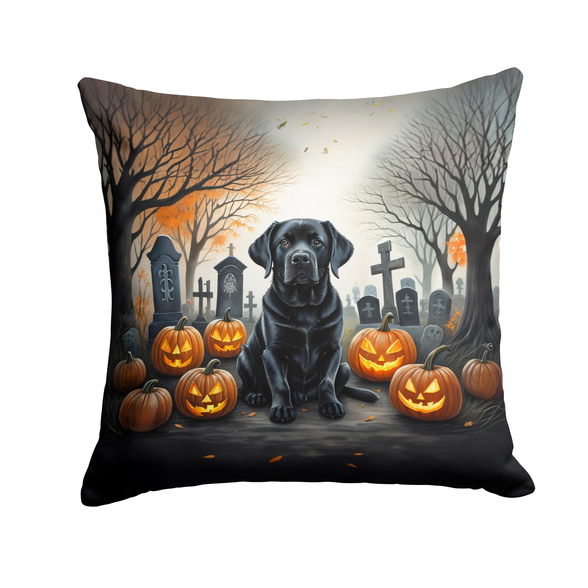 Buy this Black Labrador Retriever Spooky Halloween Throw Pillow