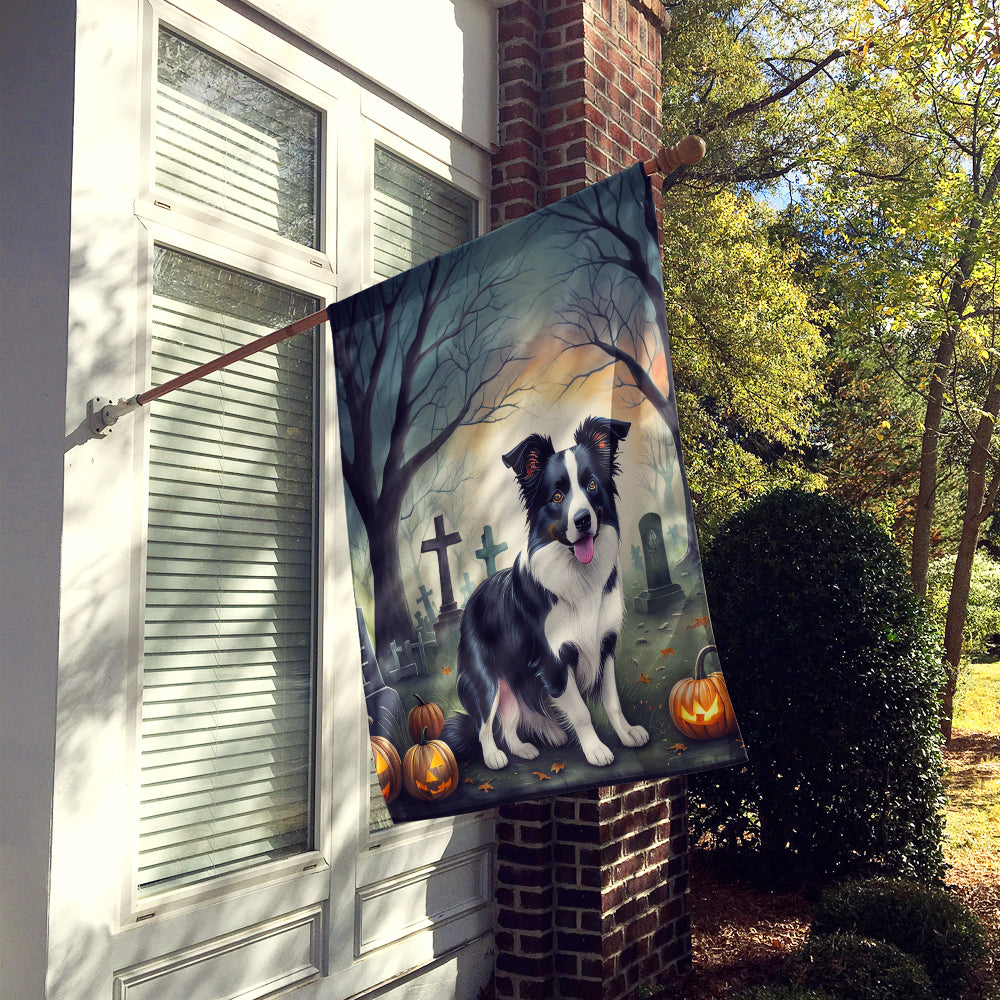 Border Collie Spooky Halloween House Flag