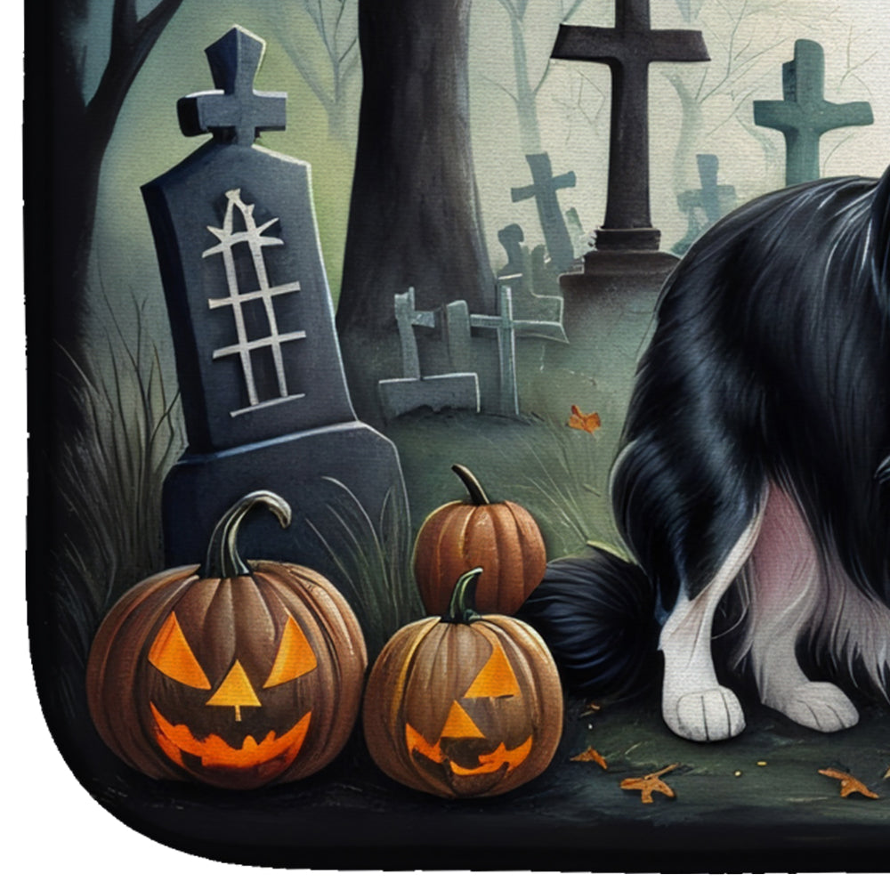 Border Collie Spooky Halloween Dish Drying Mat