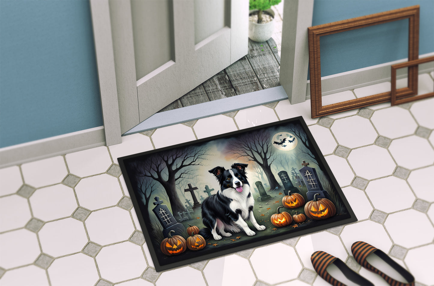 Border Collie Spooky Halloween Doormat