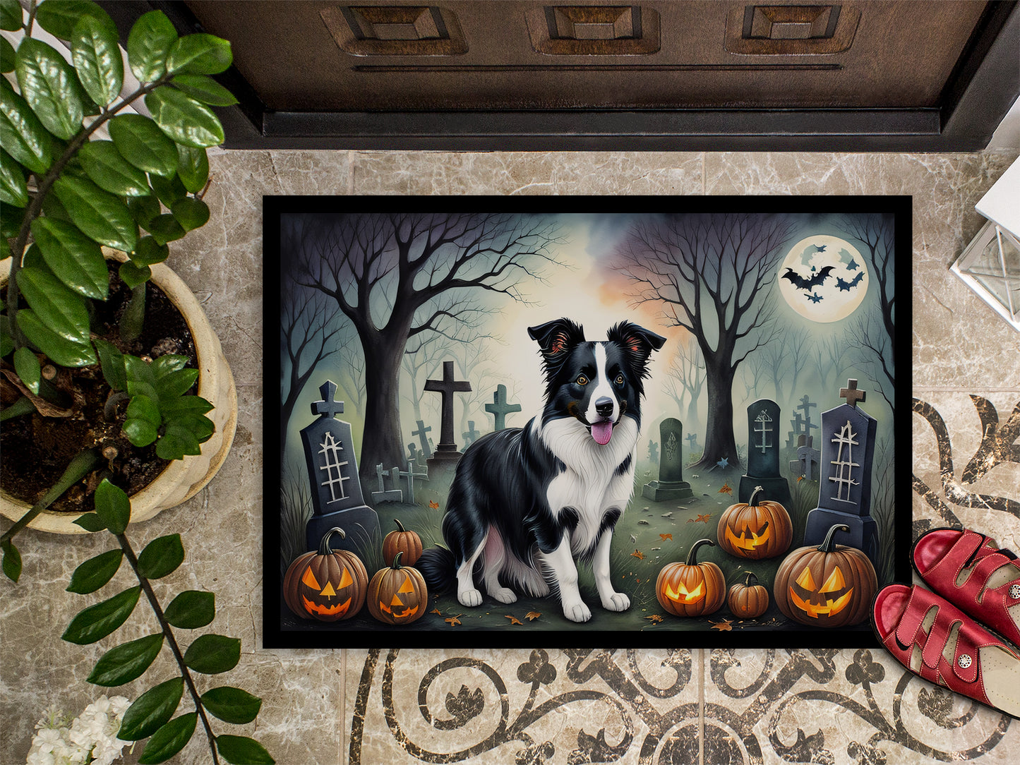 Border Collie Spooky Halloween Doormat