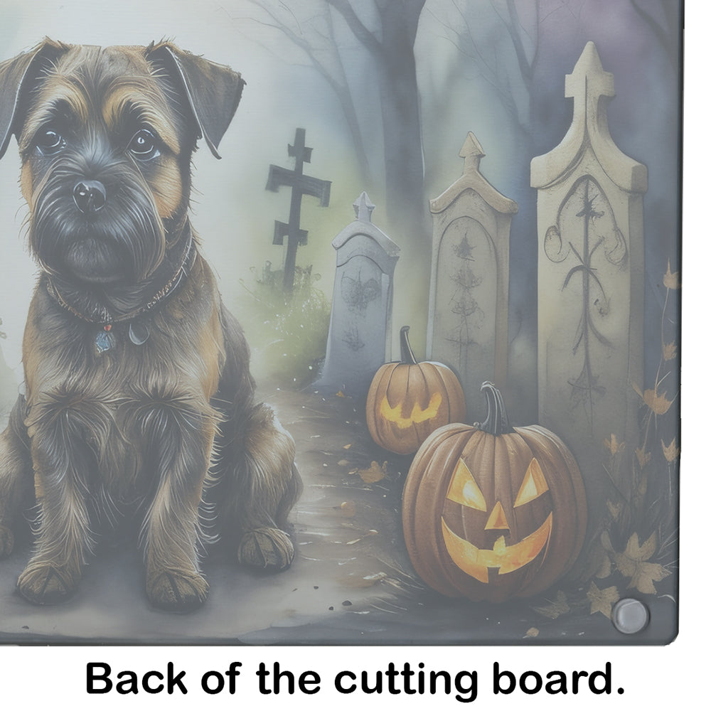 Border Terrier Spooky Halloween Glass Cutting Board