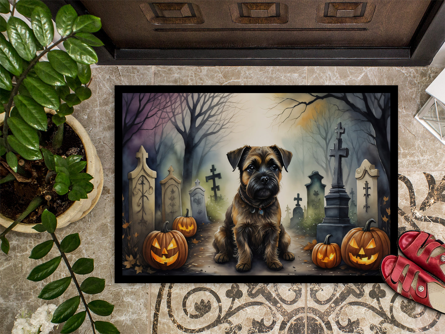 Border Terrier Spooky Halloween Doormat