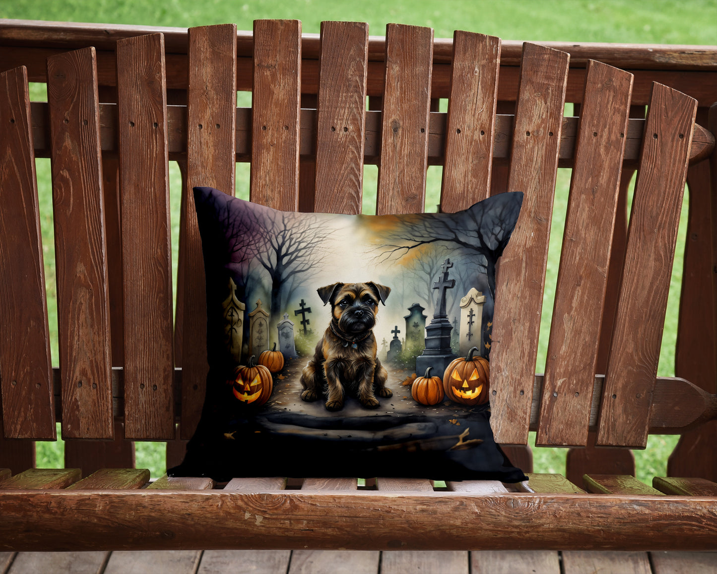 Border Terrier Spooky Halloween Throw Pillow