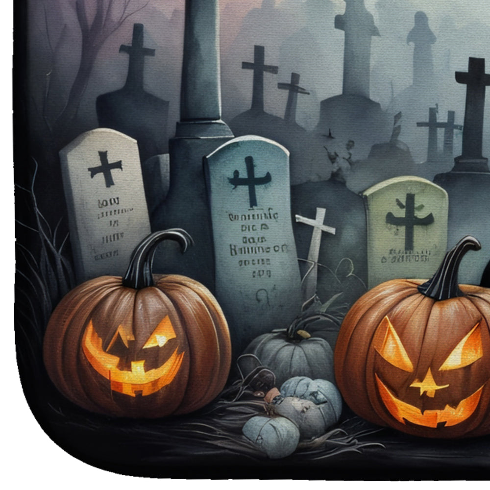 Boston Terrier Spooky Halloween Dish Drying Mat