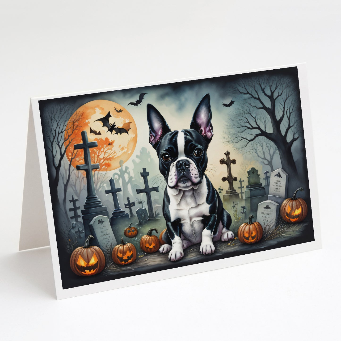 Buy this Boston Terrier Spooky Halloween Greeting Cards Pack of 8