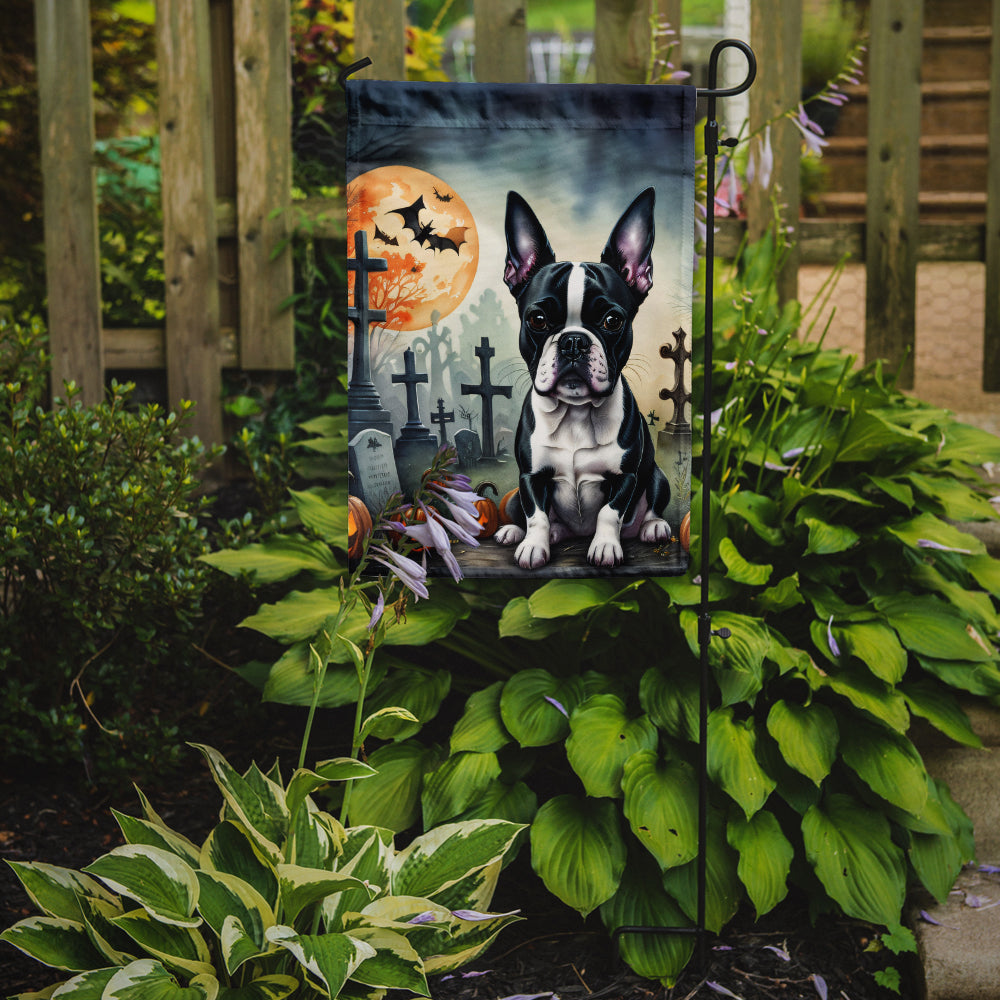 Boston Terrier Spooky Halloween Garden Flag