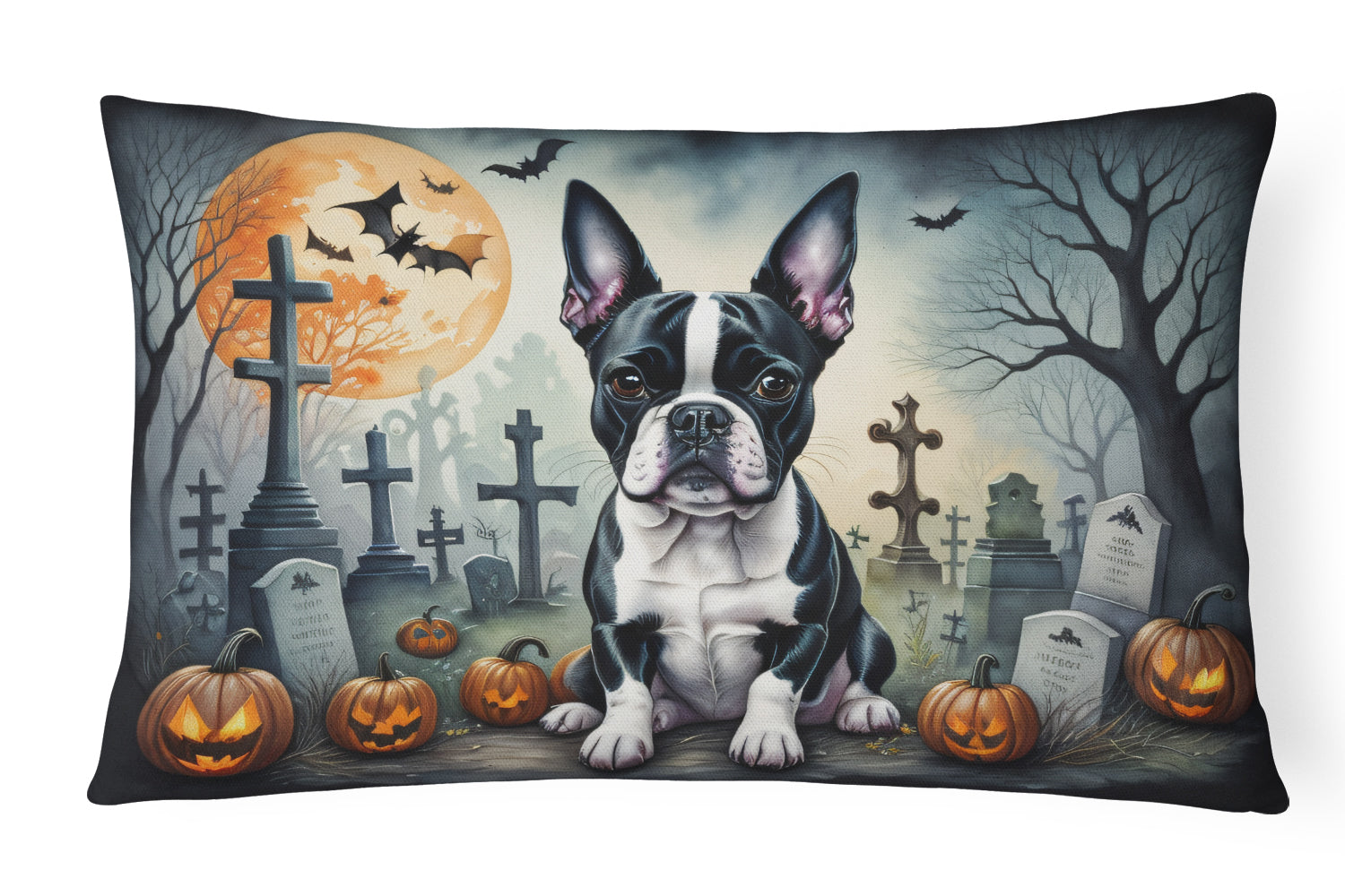 Buy this Boston Terrier Spooky Halloween Throw Pillow