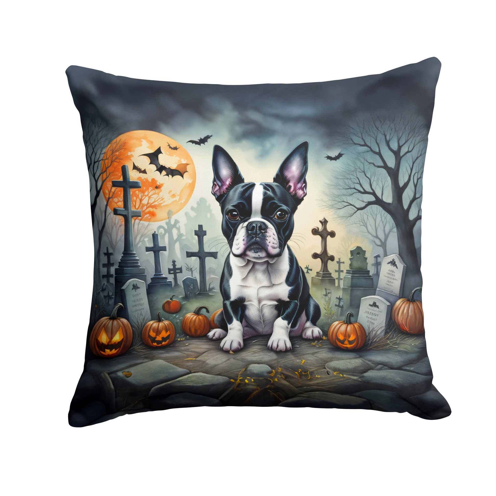 Buy this Boston Terrier Spooky Halloween Throw Pillow