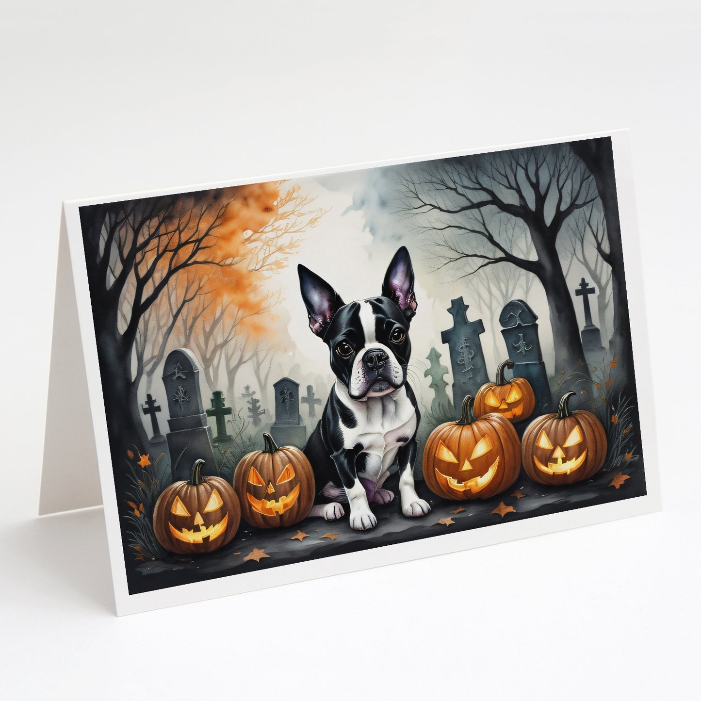 Buy this Boston Terrier Spooky Halloween Greeting Cards Pack of 8