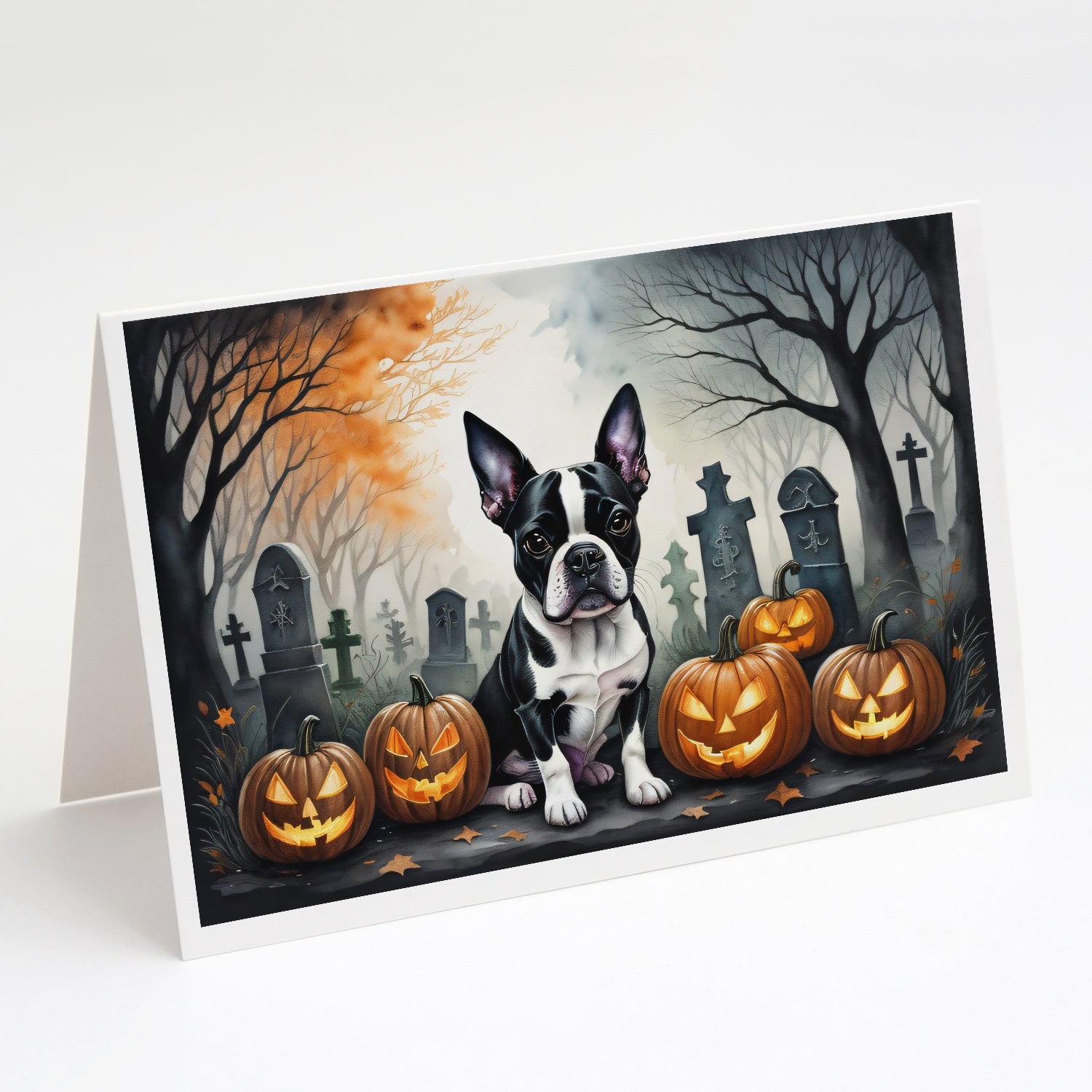 Buy this Boston Terrier Spooky Halloween Greeting Cards Pack of 8