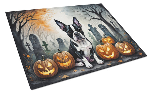 Buy this Boston Terrier Spooky Halloween Glass Cutting Board