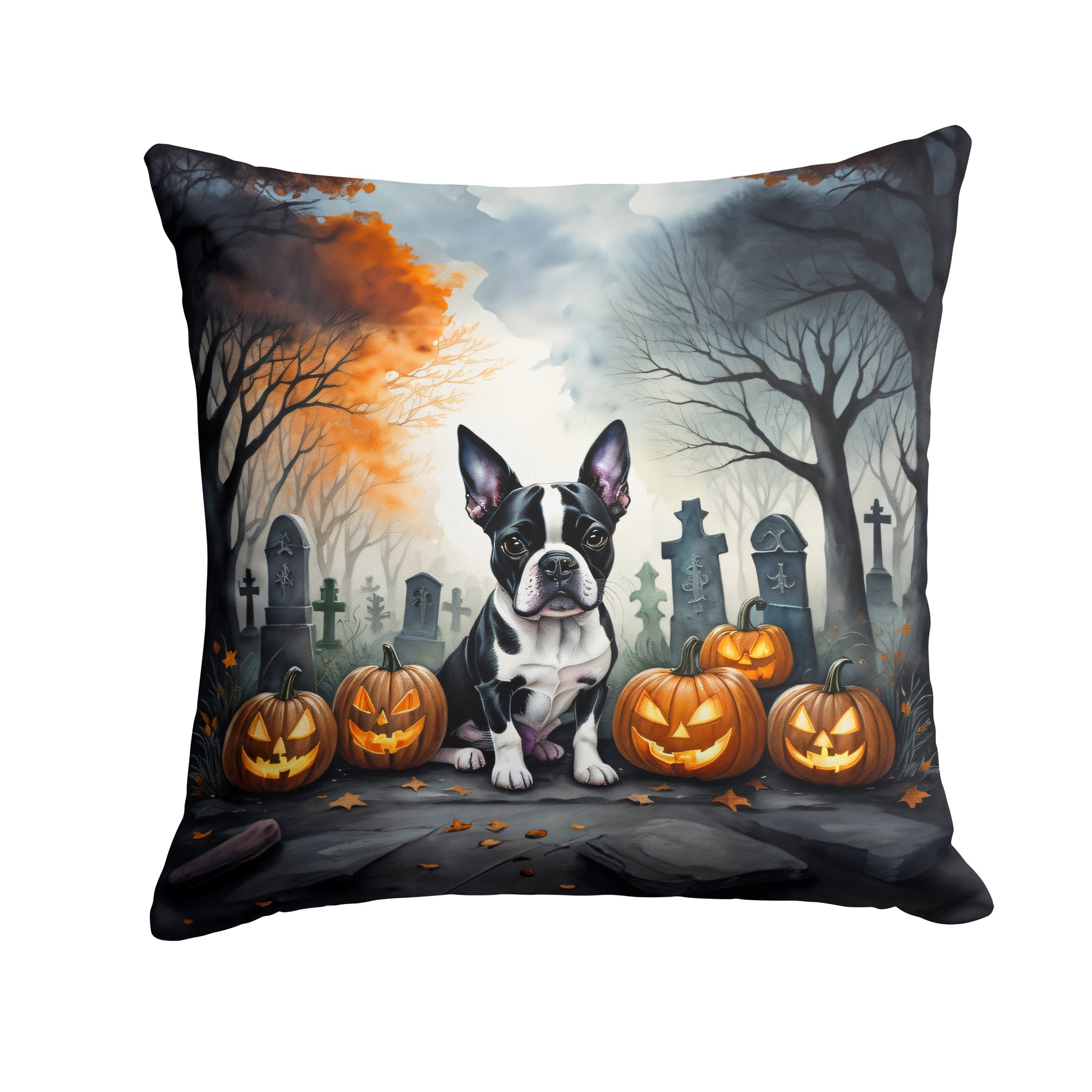 Buy this Boston Terrier Spooky Halloween Throw Pillow