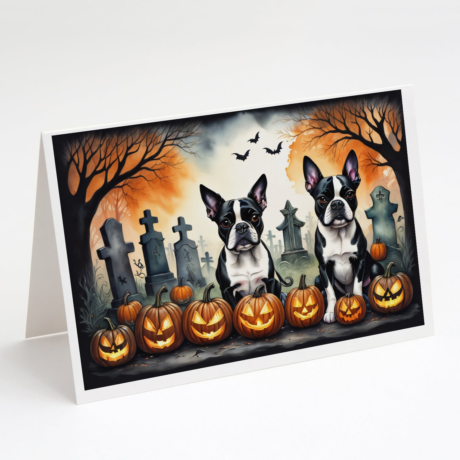 Buy this Boston Terrier Spooky Halloween Greeting Cards Pack of 8