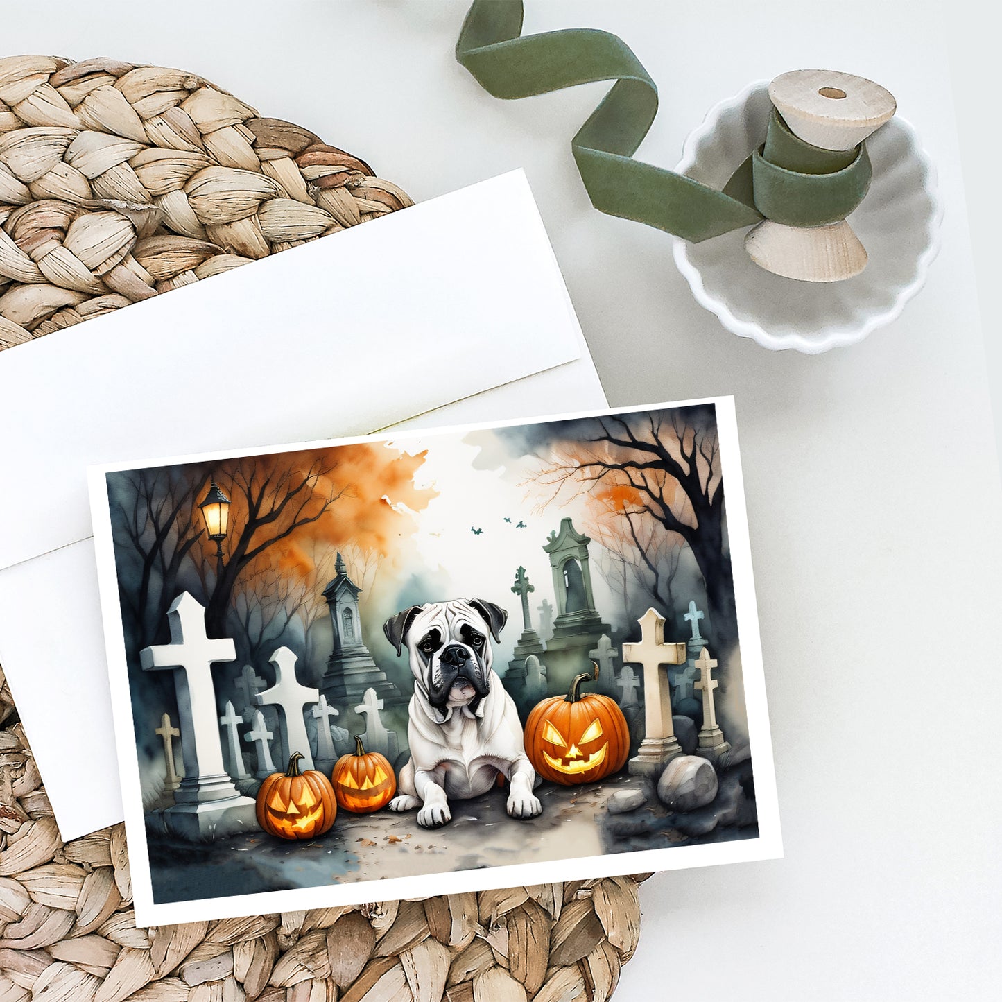 Boxer Spooky Halloween Greeting Cards Pack of 8