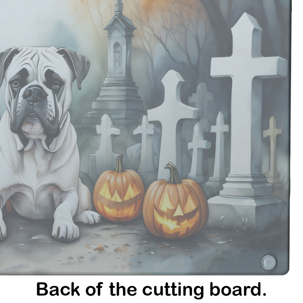 Boxer Spooky Halloween Glass Cutting Board