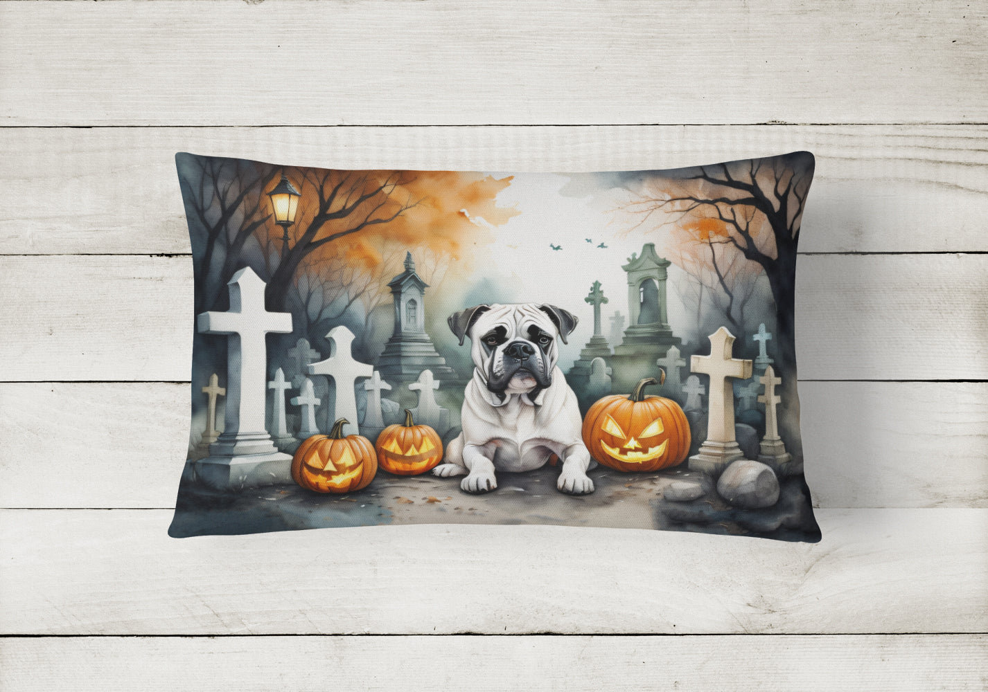 Boxer Spooky Halloween Throw Pillow