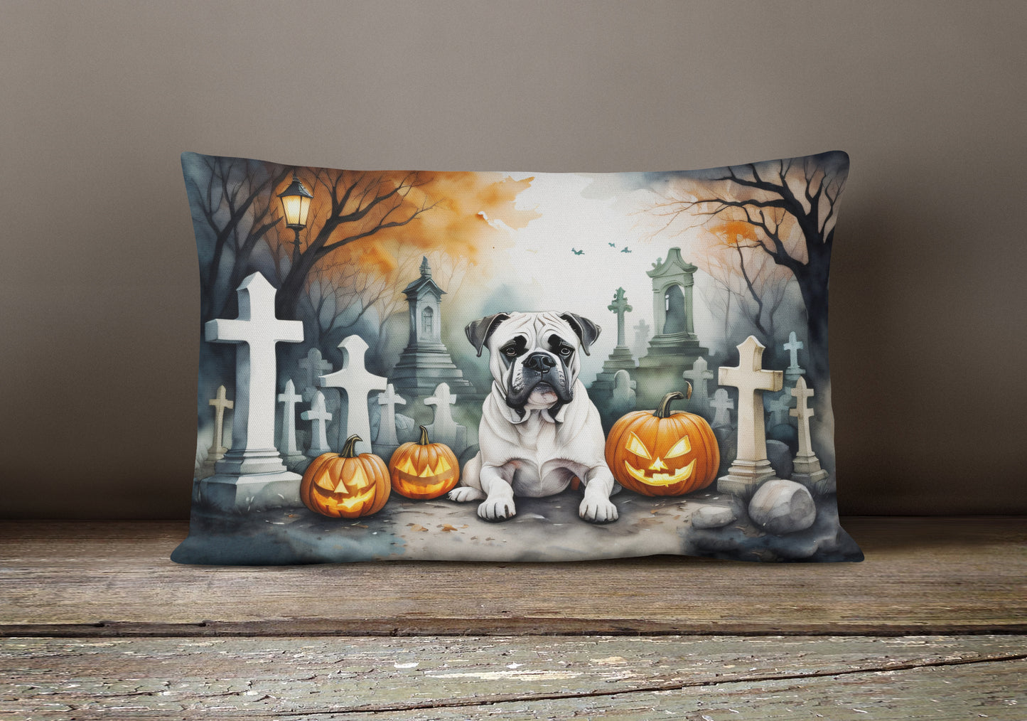 Boxer Spooky Halloween Throw Pillow