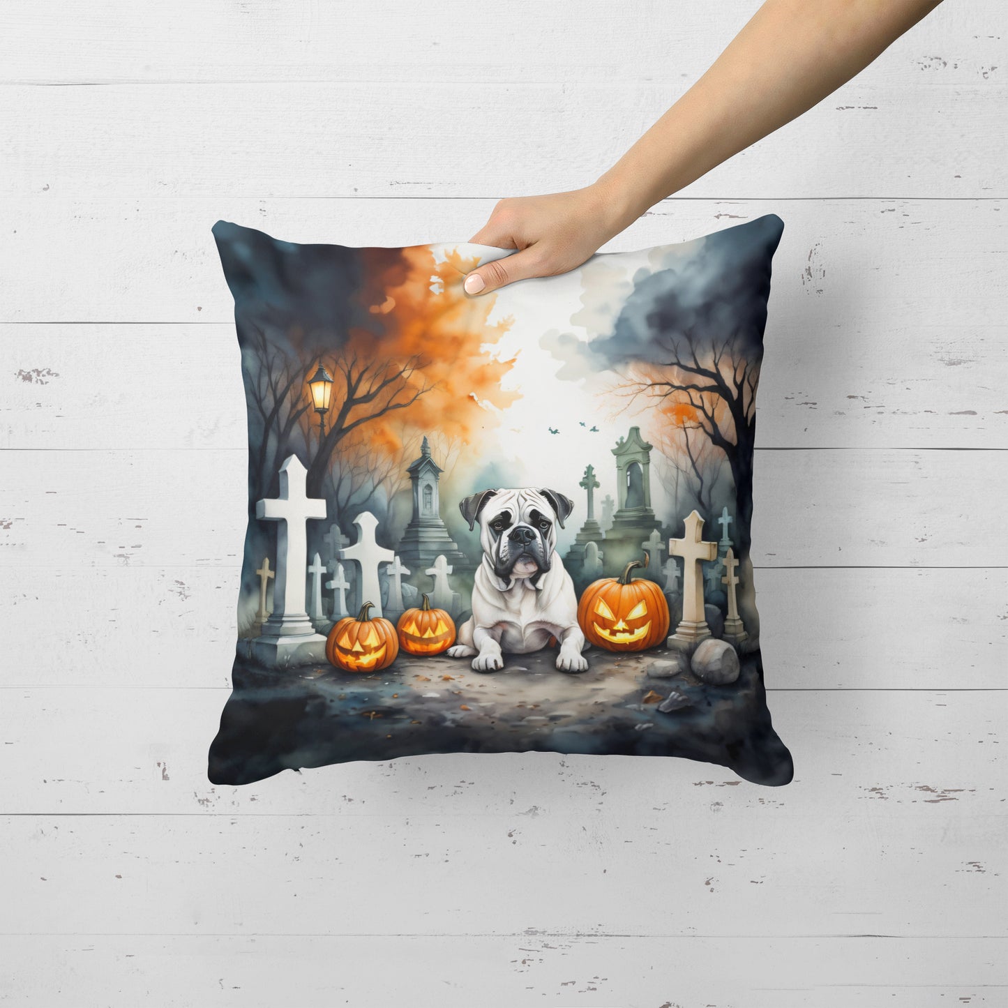 Boxer Spooky Halloween Throw Pillow