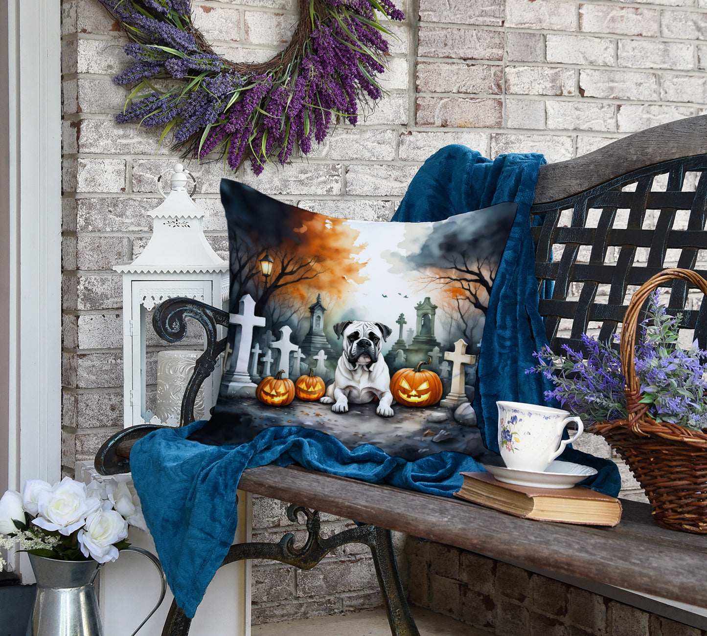 Boxer Spooky Halloween Throw Pillow