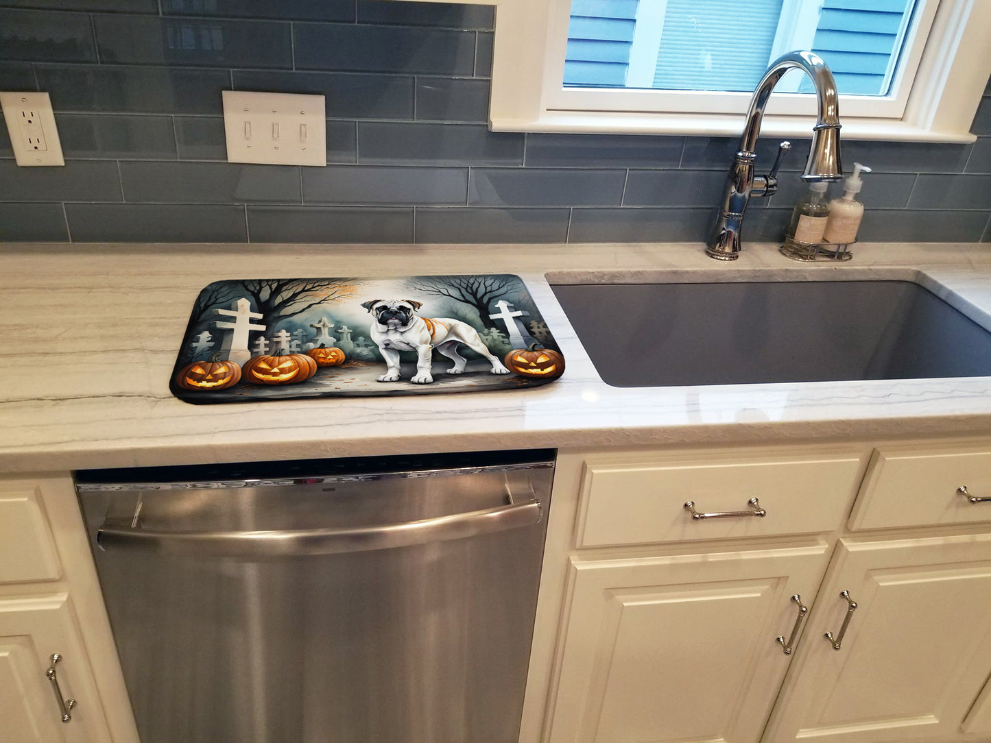 Boxer Spooky Halloween Dish Drying Mat
