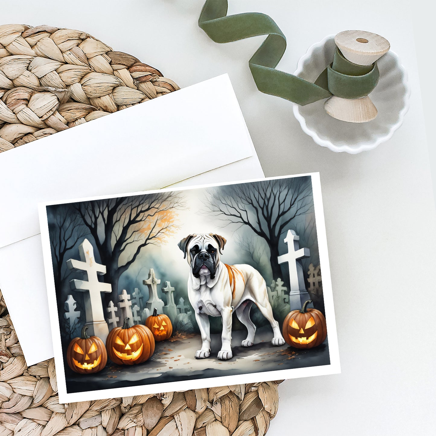 Boxer Spooky Halloween Greeting Cards Pack of 8