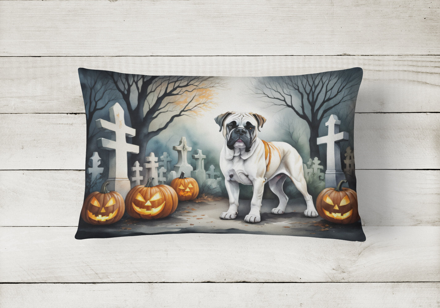 Boxer Spooky Halloween Throw Pillow