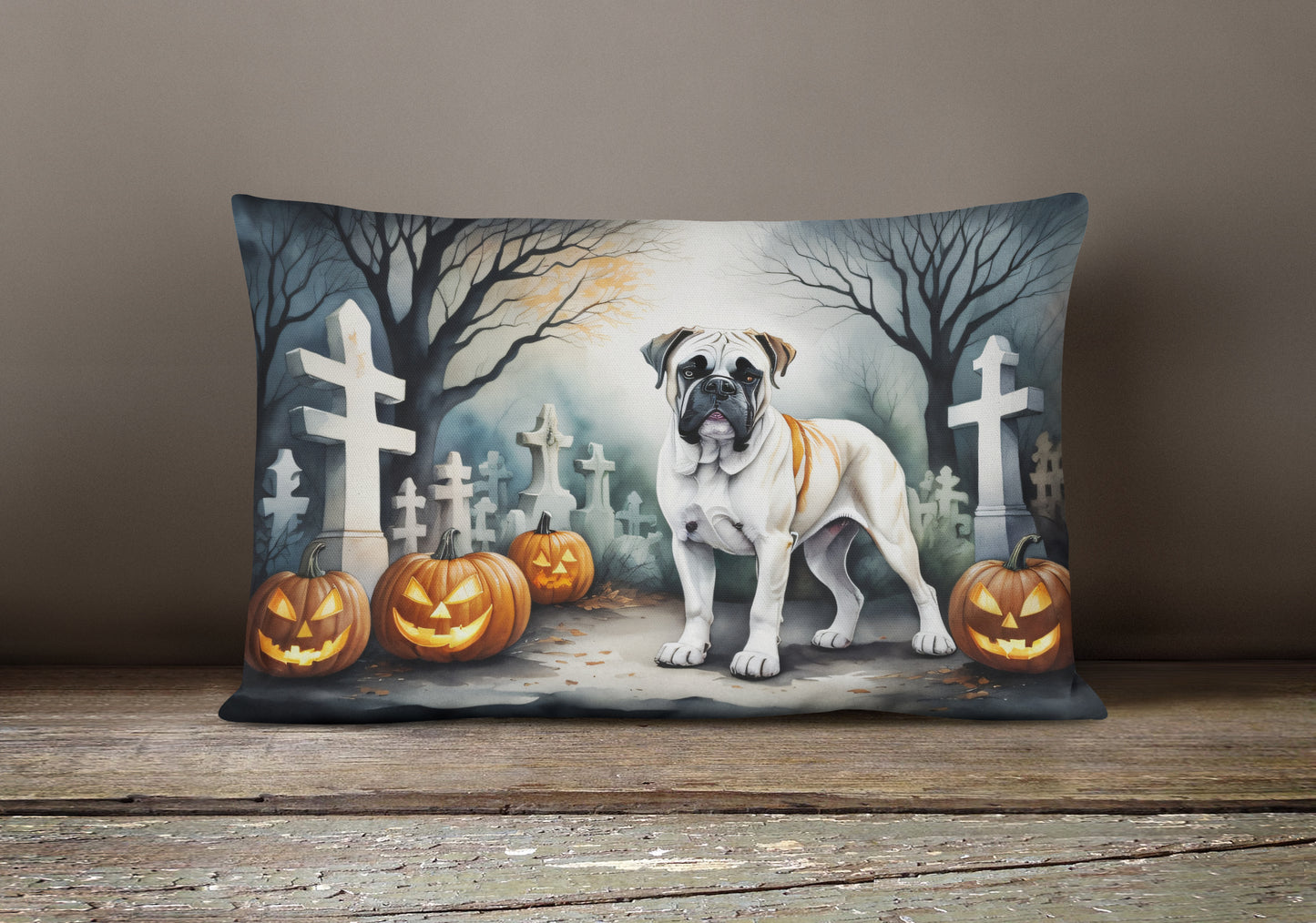 Boxer Spooky Halloween Throw Pillow