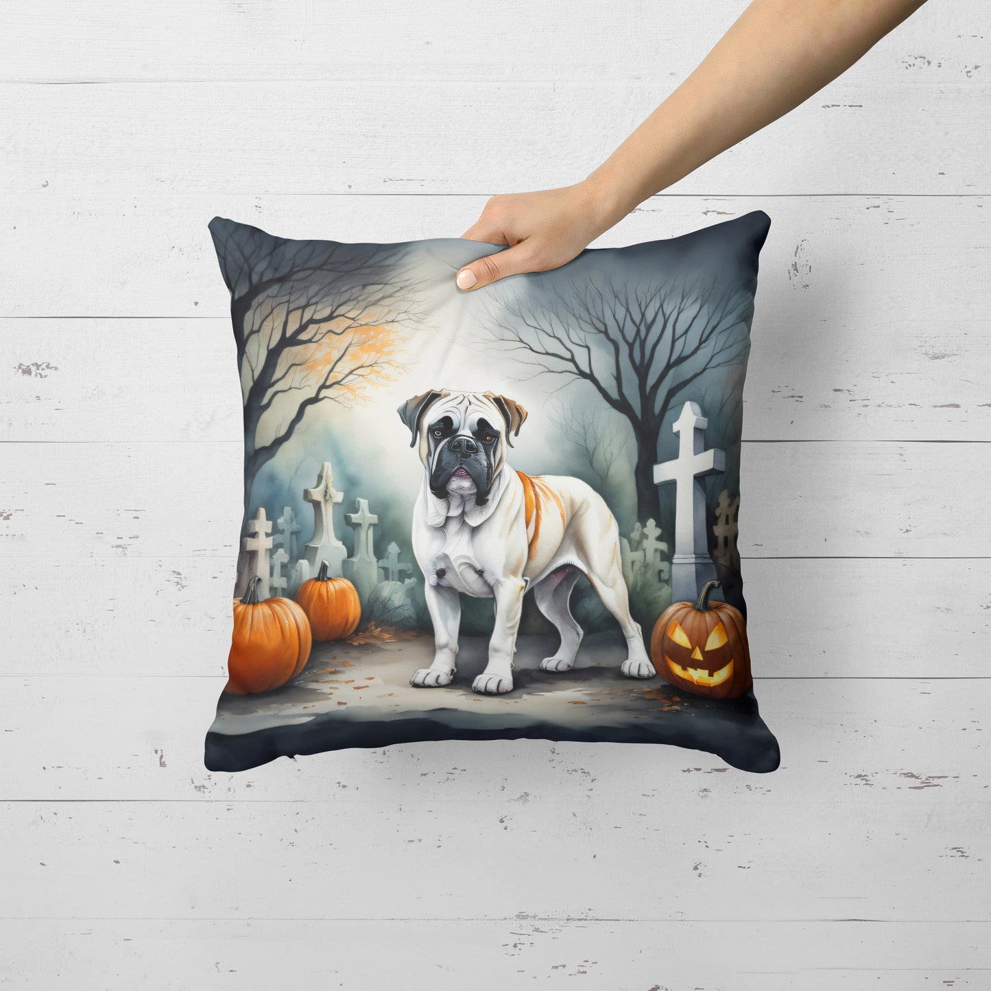 Boxer Spooky Halloween Throw Pillow