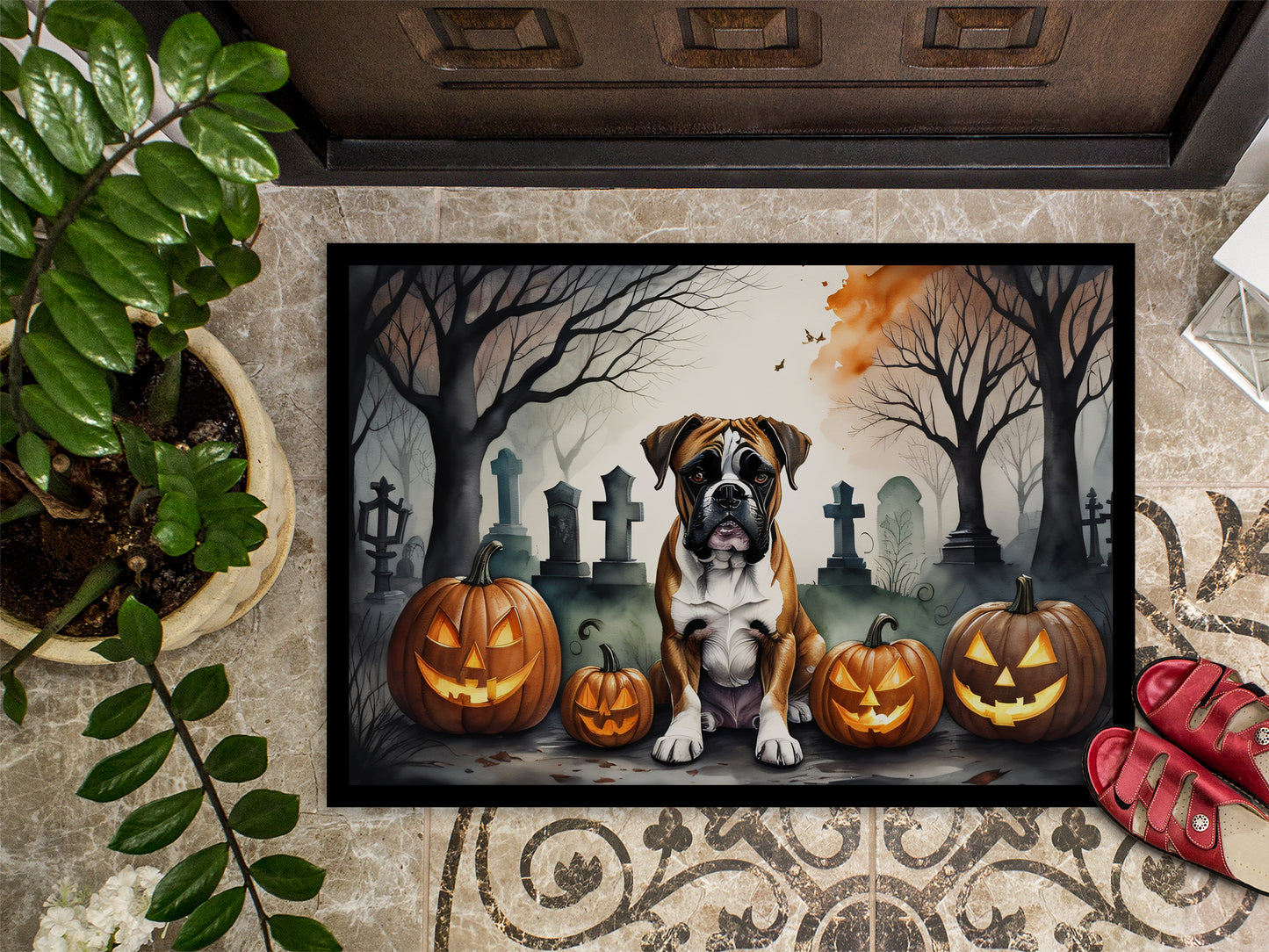 Boxer Spooky Halloween Doormat