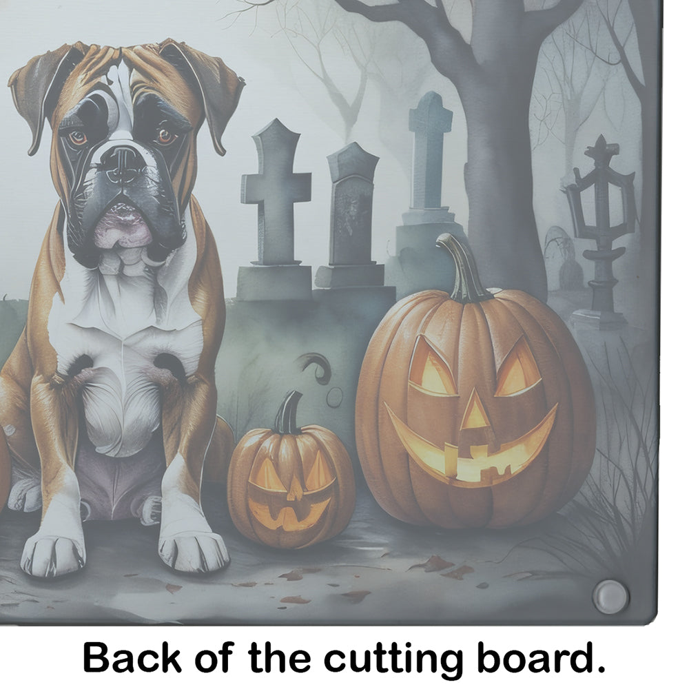 Boxer Spooky Halloween Glass Cutting Board