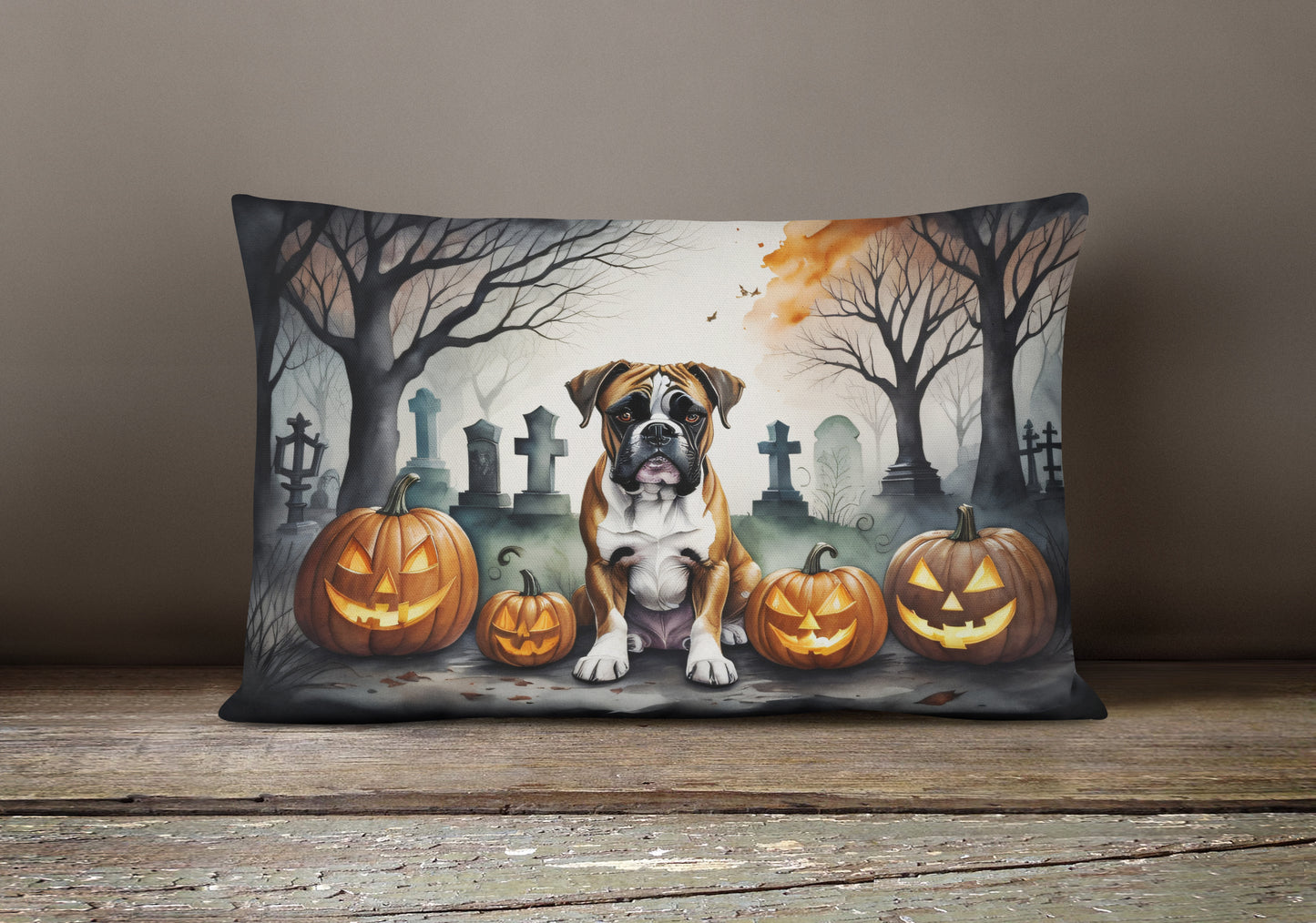 Boxer Spooky Halloween Throw Pillow