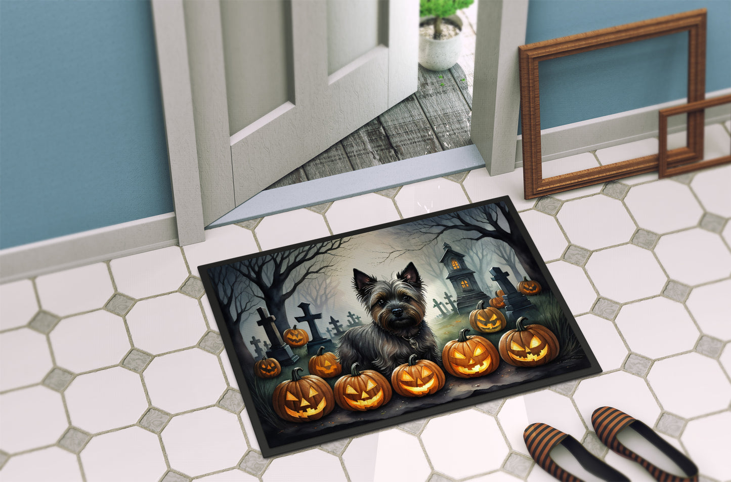 Cairn Terrier Spooky Halloween Doormat