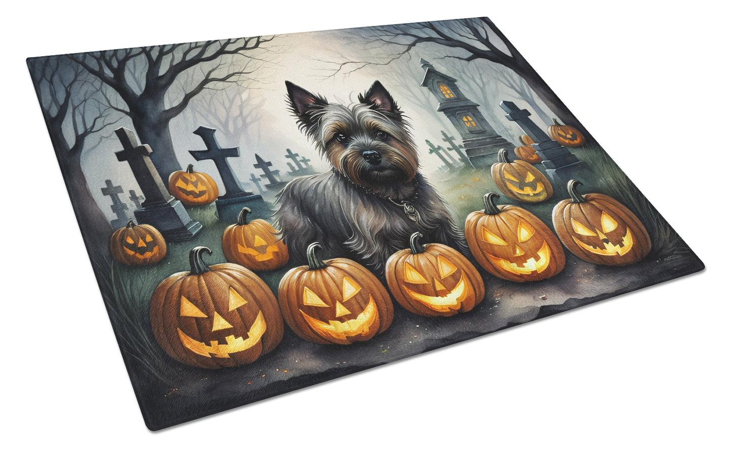 Buy this Cairn Terrier Spooky Halloween Glass Cutting Board