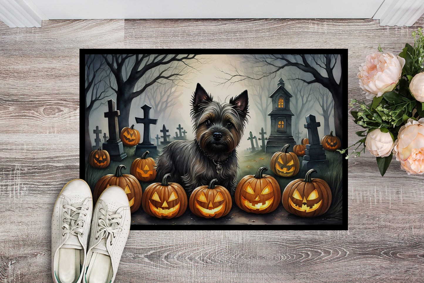 Cairn Terrier Spooky Halloween Doormat