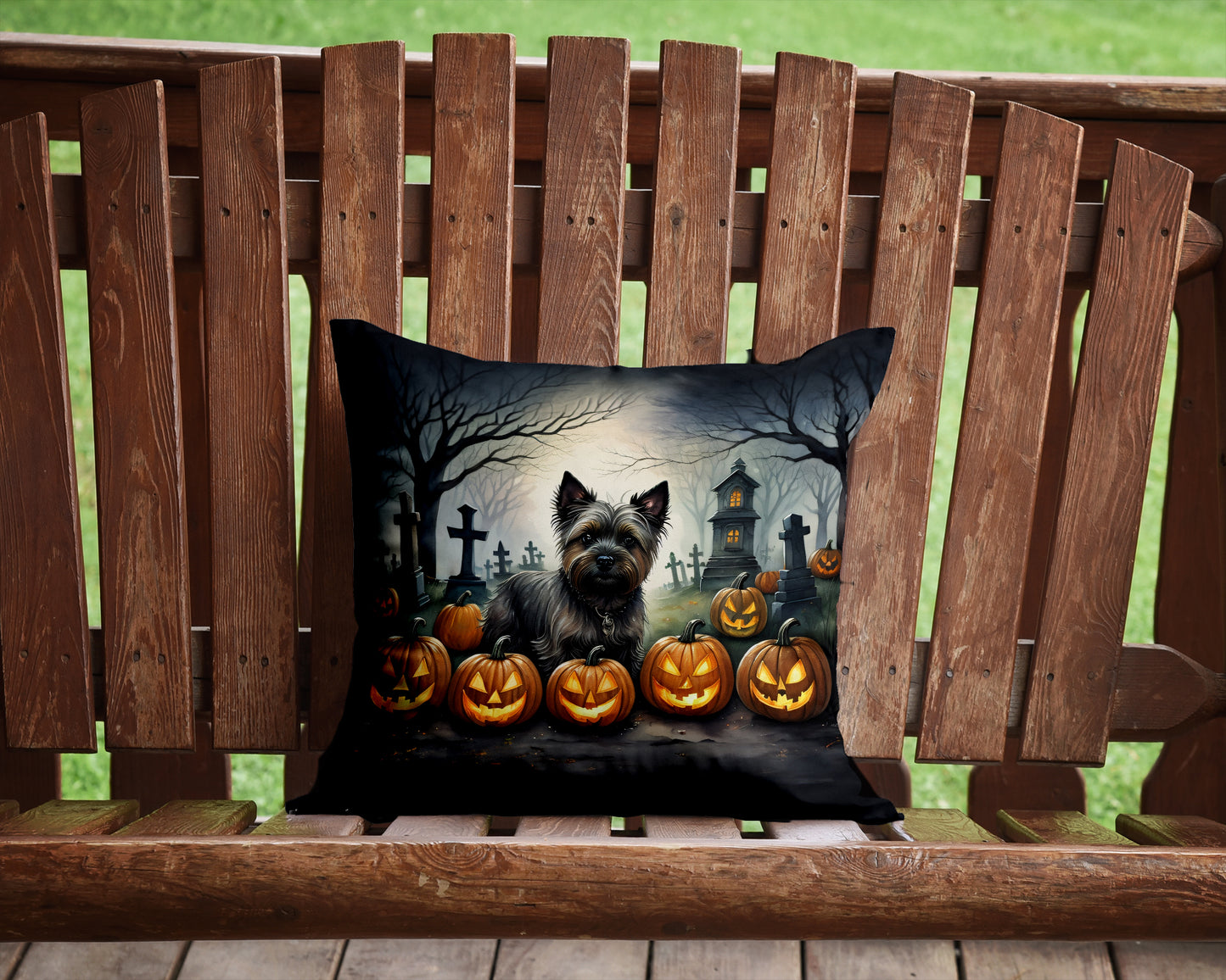 Cairn Terrier Spooky Halloween Throw Pillow