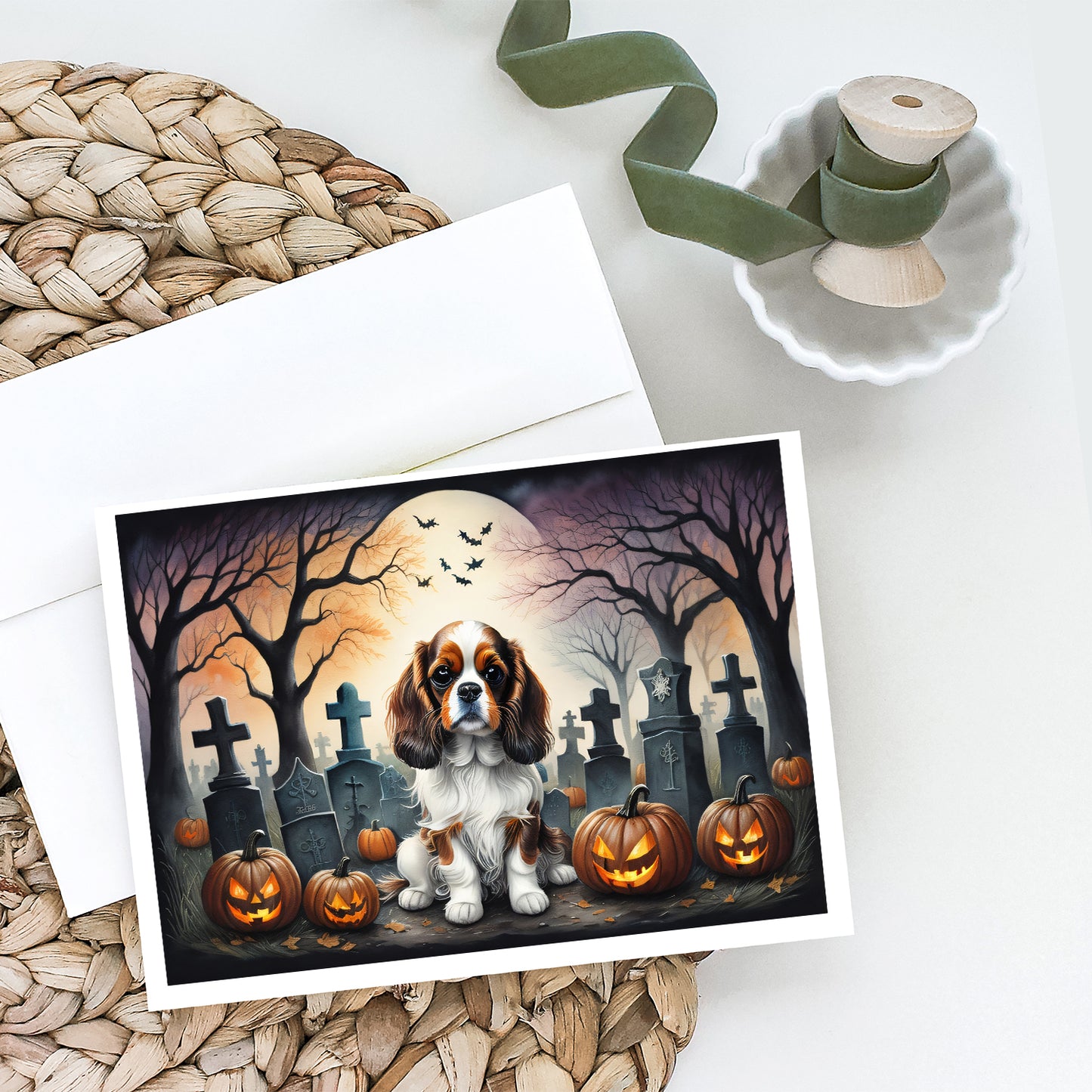 Cavalier Spaniel Spooky Halloween Greeting Cards Pack of 8