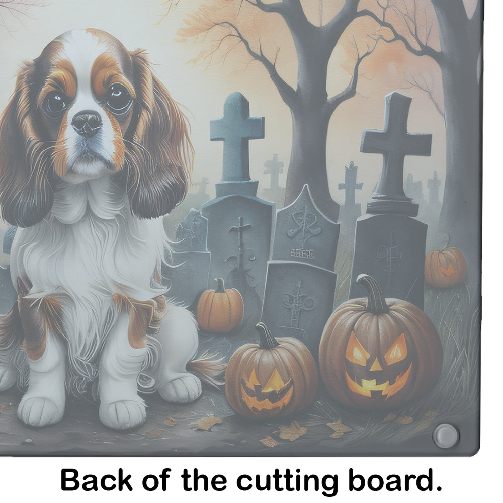 Cavalier Spaniel Spooky Halloween Glass Cutting Board