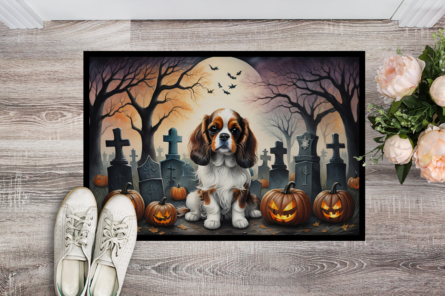 Cavalier Spaniel Spooky Halloween Doormat