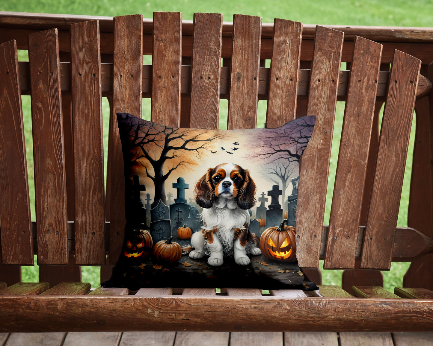 Cavalier Spaniel Spooky Halloween Throw Pillow