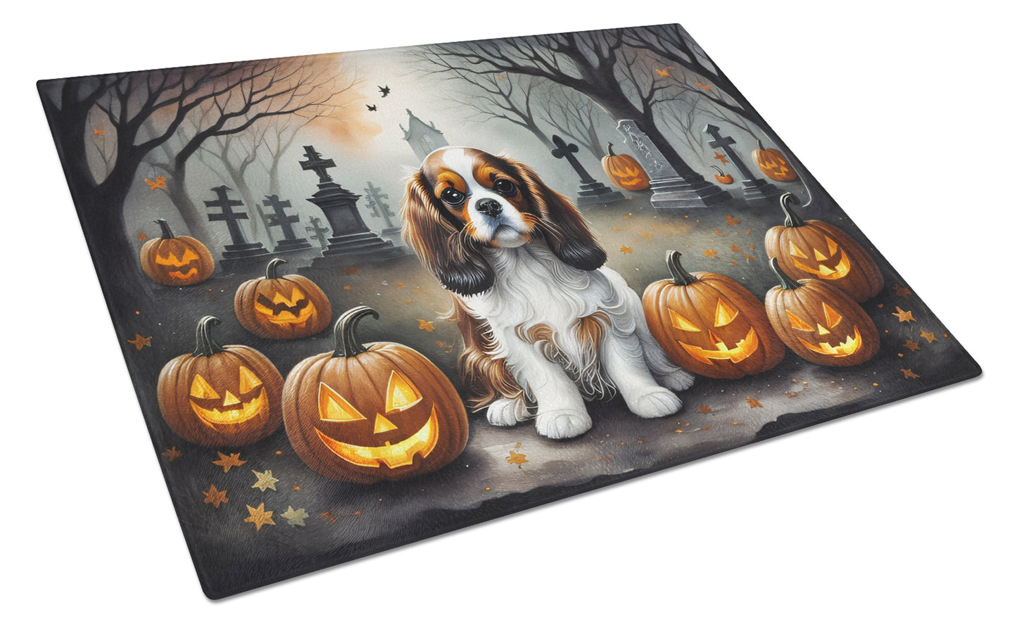 Buy this Cavalier Spaniel Spooky Halloween Glass Cutting Board