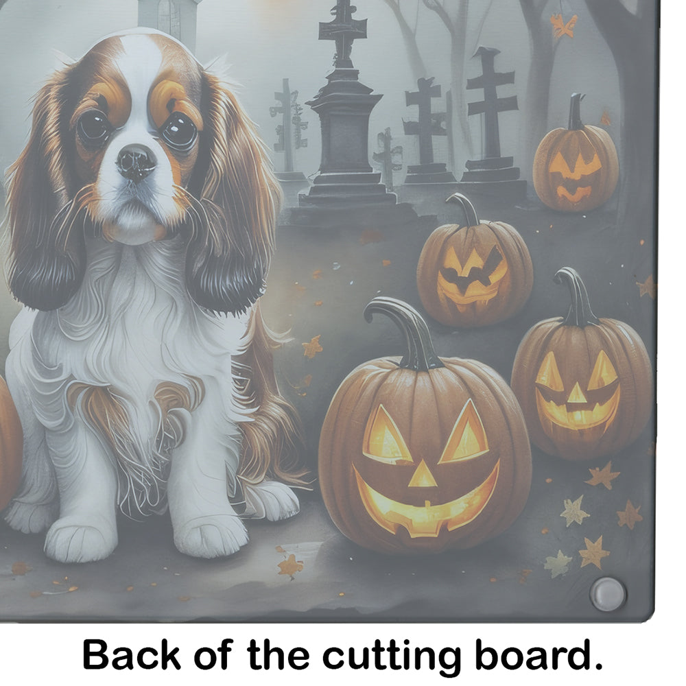 Cavalier Spaniel Spooky Halloween Glass Cutting Board