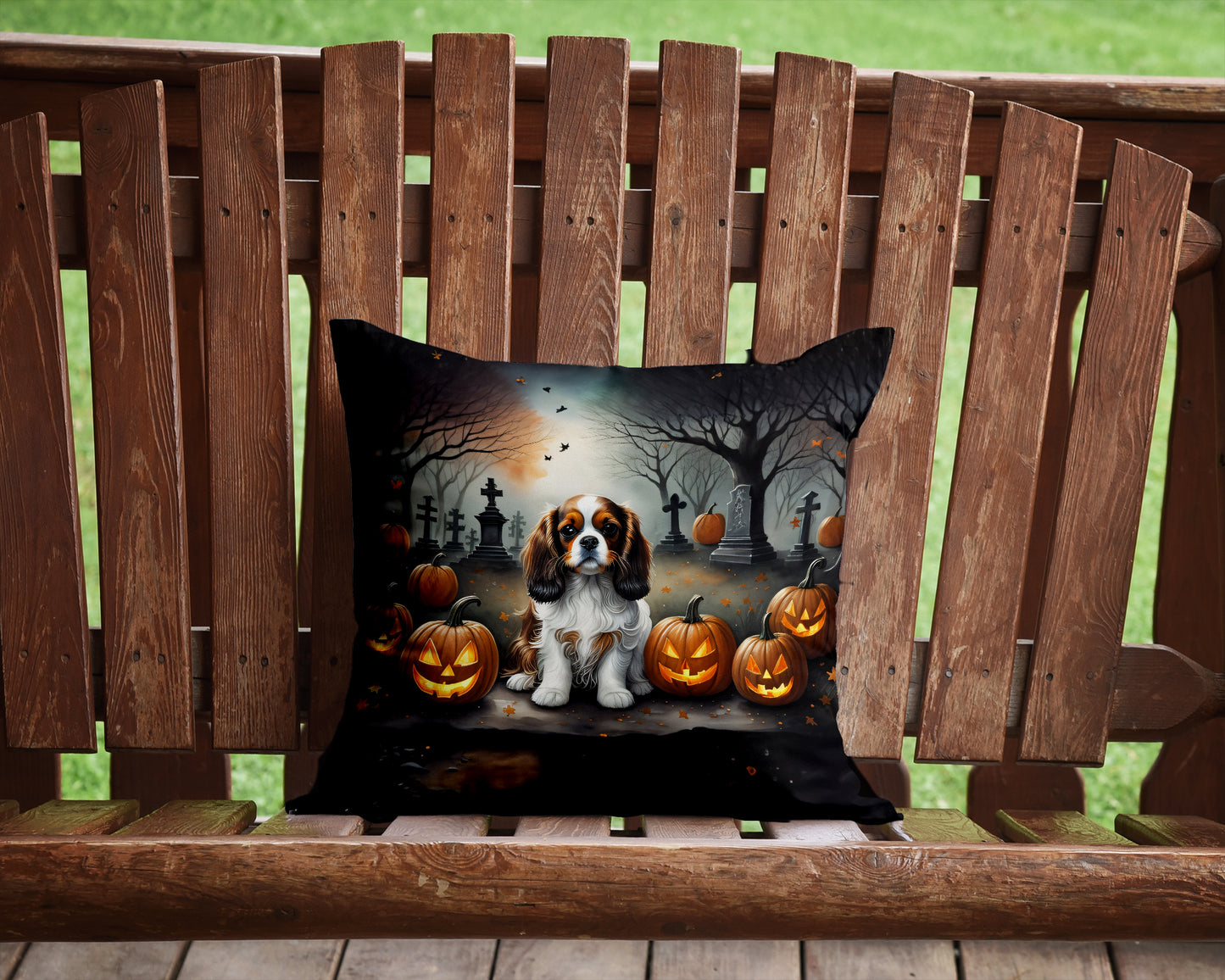 Cavalier Spaniel Spooky Halloween Throw Pillow