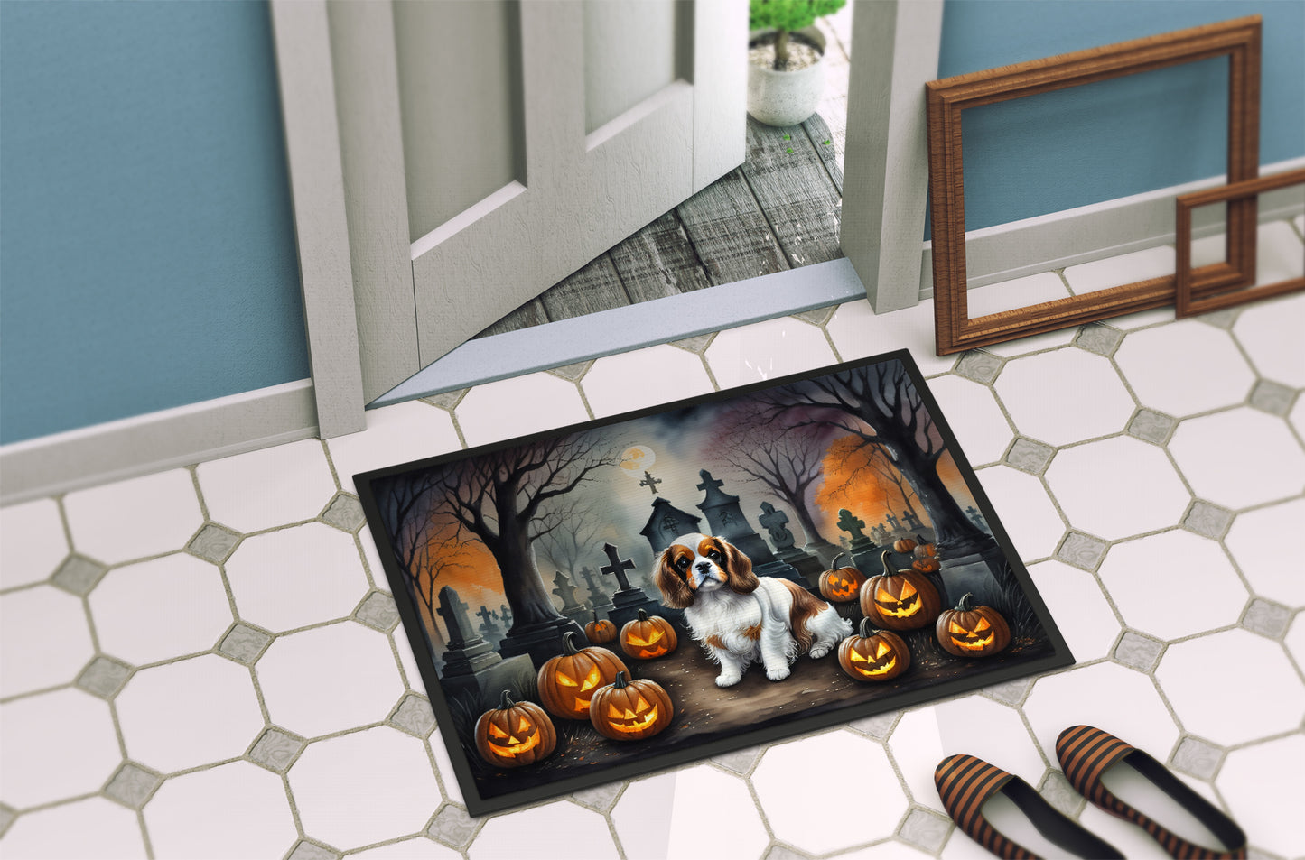 Cavalier Spaniel Spooky Halloween Doormat